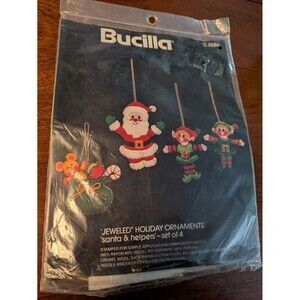Bucilla Jeweled Holiday Ornaments Felt Kit Santa Elves Christmas 3586 NOS New